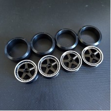 XRX Nismo Black +1 offset 8.5mm and 11.5mm Tires D22 /Rims Set (4pcs 22mm Spec)